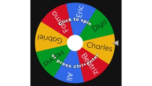 A screenshot of the wheel of name website